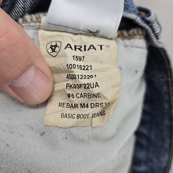 Ariat Rebar M4 Jeans Mens 40x30 (Fits 42x28) Blue Relaxed Boot Cut LoopLock - Picture 10 of 16